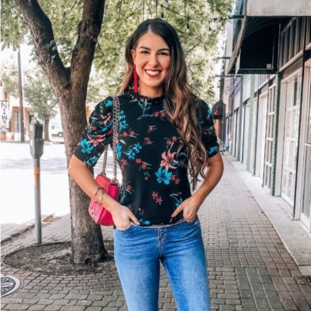 Black Floral Blouse